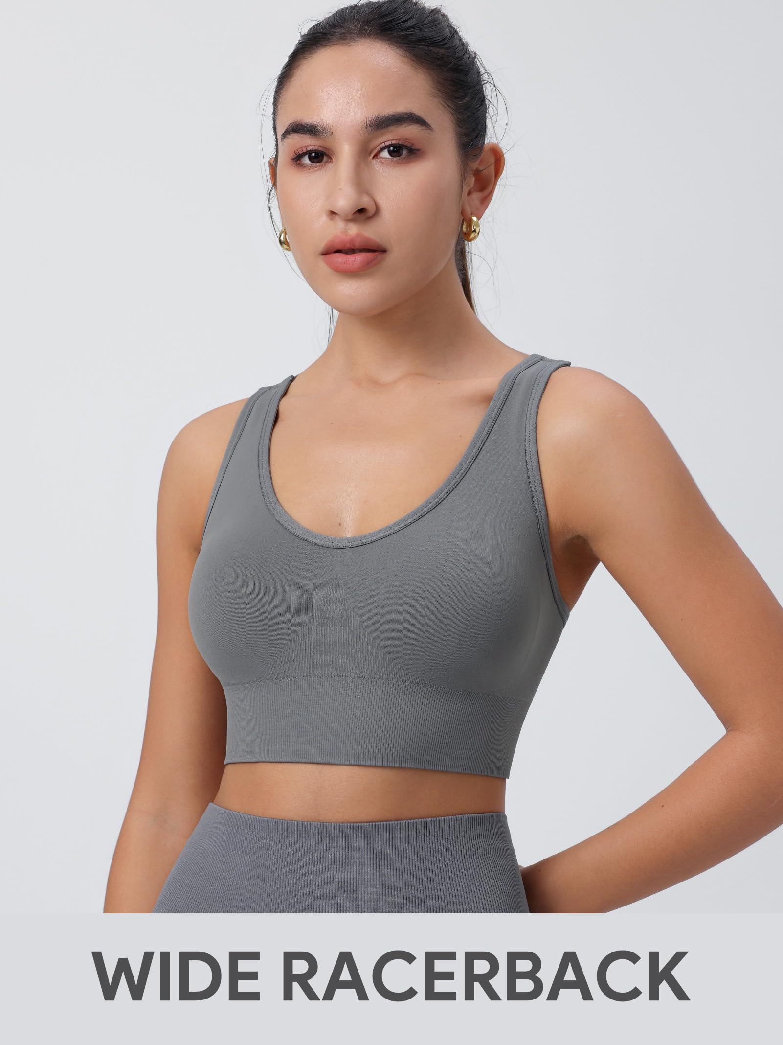 HBselect 3Pcs Sujetador Deportivo Mujer Sujetador de Alto Impacto Sujetador Push up Almohadilla Desmontable Bra Deportivo Sin Costura ​para Yoga Bailar Fitness