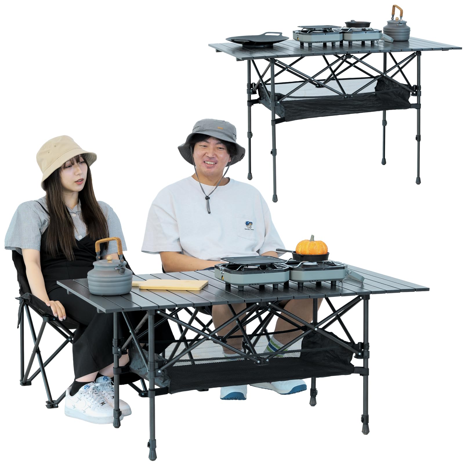 Amazon.co.jp: キャンプテーブル 足の長さが自由自在 折りたたみ 120cm