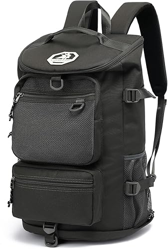 Miniatura 15 de Bolsa de lona de gimnasio Kalesi con compartimento para zapatos, mochila impermeable de 4 vías para viajes, deporte, senderismo, portátil, Negro