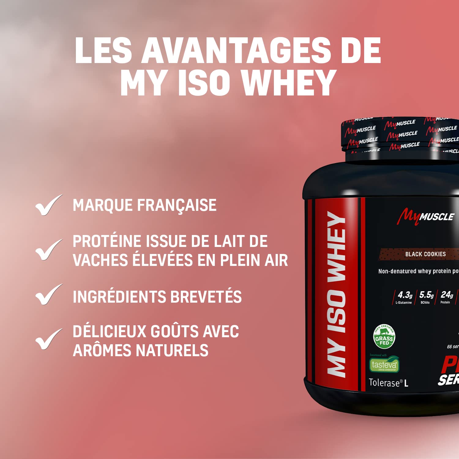 My Iso Whey - Protéine Whey Isolate Native en Poudre - Black Cookies 900g - 30 Portions