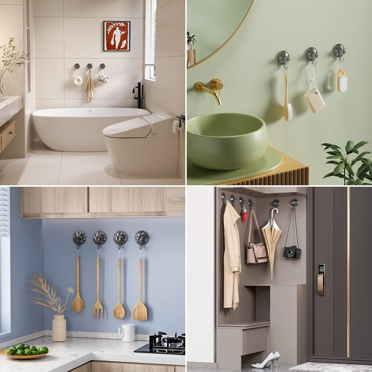 Amazon.co.jp: 強力 吸盤フック 浴室用フック 真空 2個入り 壁掛け