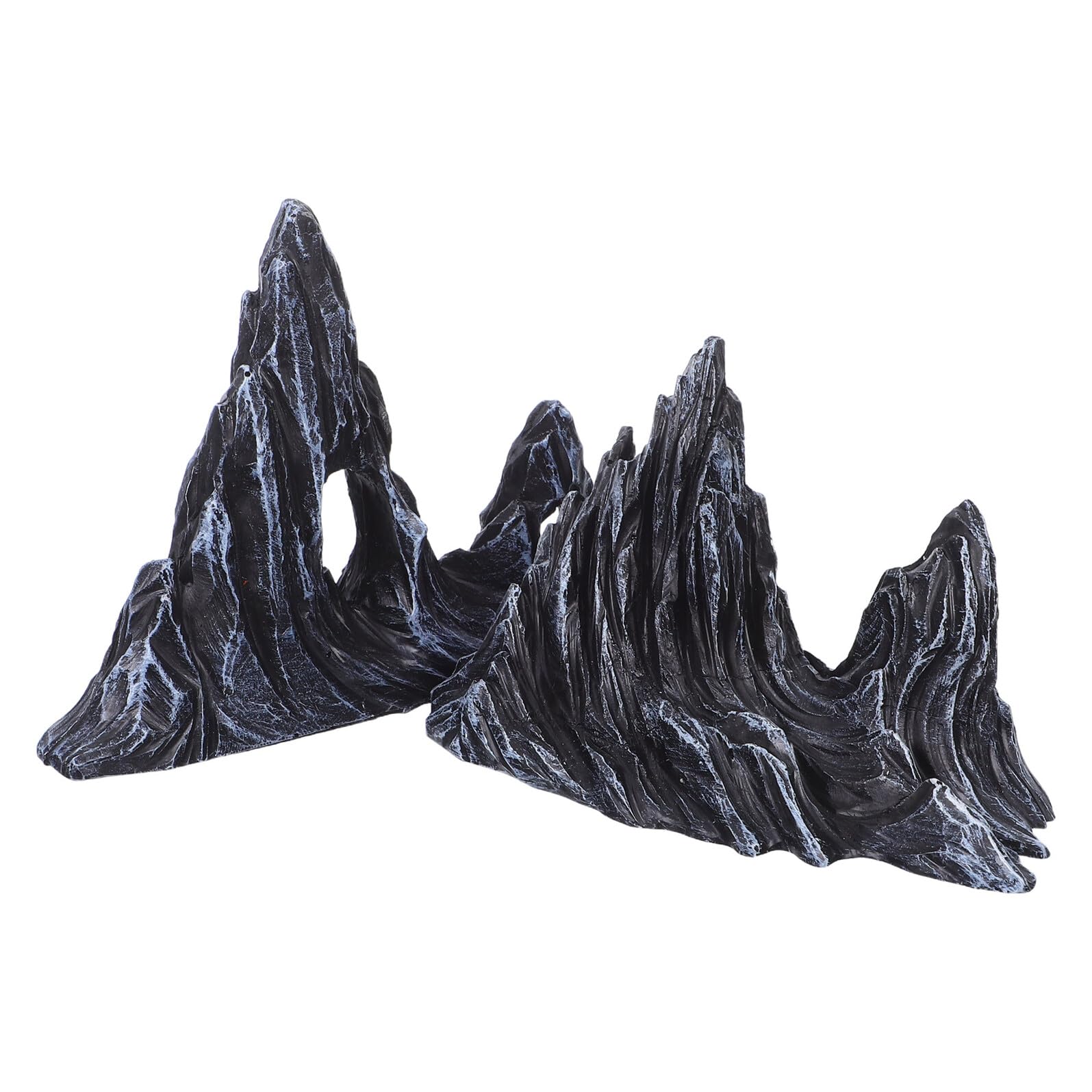 Veemoon Lot de 2 Ornements Montagne Artificiels en Résine Étanche pour Aquarium Décor Micro-Paysage Figurines Rocheuses Résistantes Décorations pour Poissons Betta et Crevettes