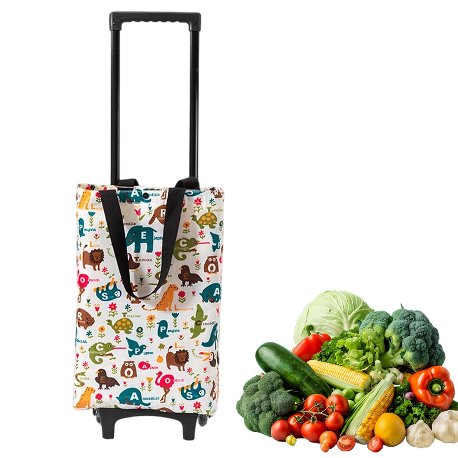 Borsa pieghevole con ruote, carrello della spesa portatile, con ruote, organizer pieghevole a forma di tigre, per lavanderia, scale, dormitori, casa, appartamento, hotel, ufficio