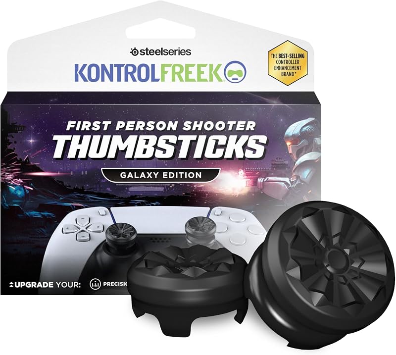 KontrolFreek FPS Freek Galaxy Black for PlayStation 4 (PS4) and PlayStation 5 (PS5) | Performance Thumbsticks | 1 High-Rise, 1 Mid-Rise | Black (Limited Edition)