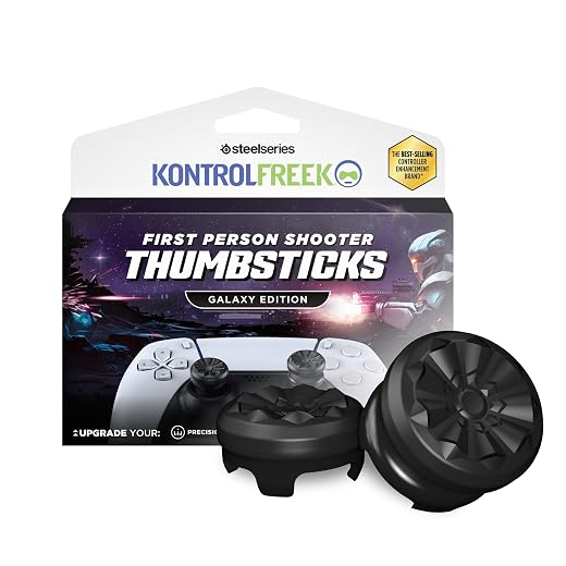 KontrolFreek FPS Freek Galaxy Black for PlayStation 4 (PS4) and PlayStation 5 (PS5) | Performance Thumbsticks | 1 High-Rise, 1 Mid-Rise | Black (Limited Edition)