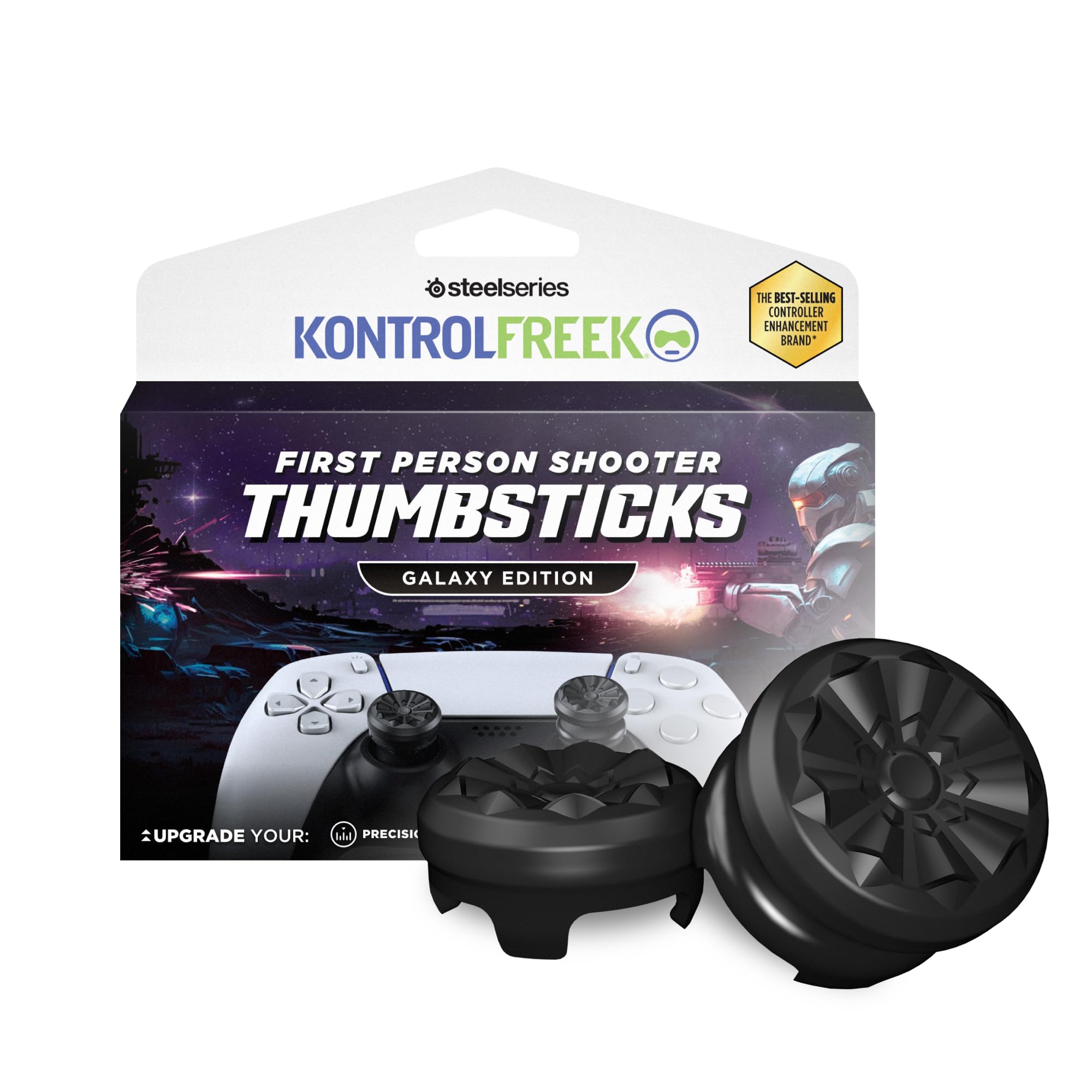 KontrolFreek FPS Freek Galaxy Black for PlayStation 4 (PS4) and PlayStation 5 (PS5) | Performance Thumbsticks | 1 High-Rise, 1 Mid-Rise | Black (Limited Edition) Legacy edition