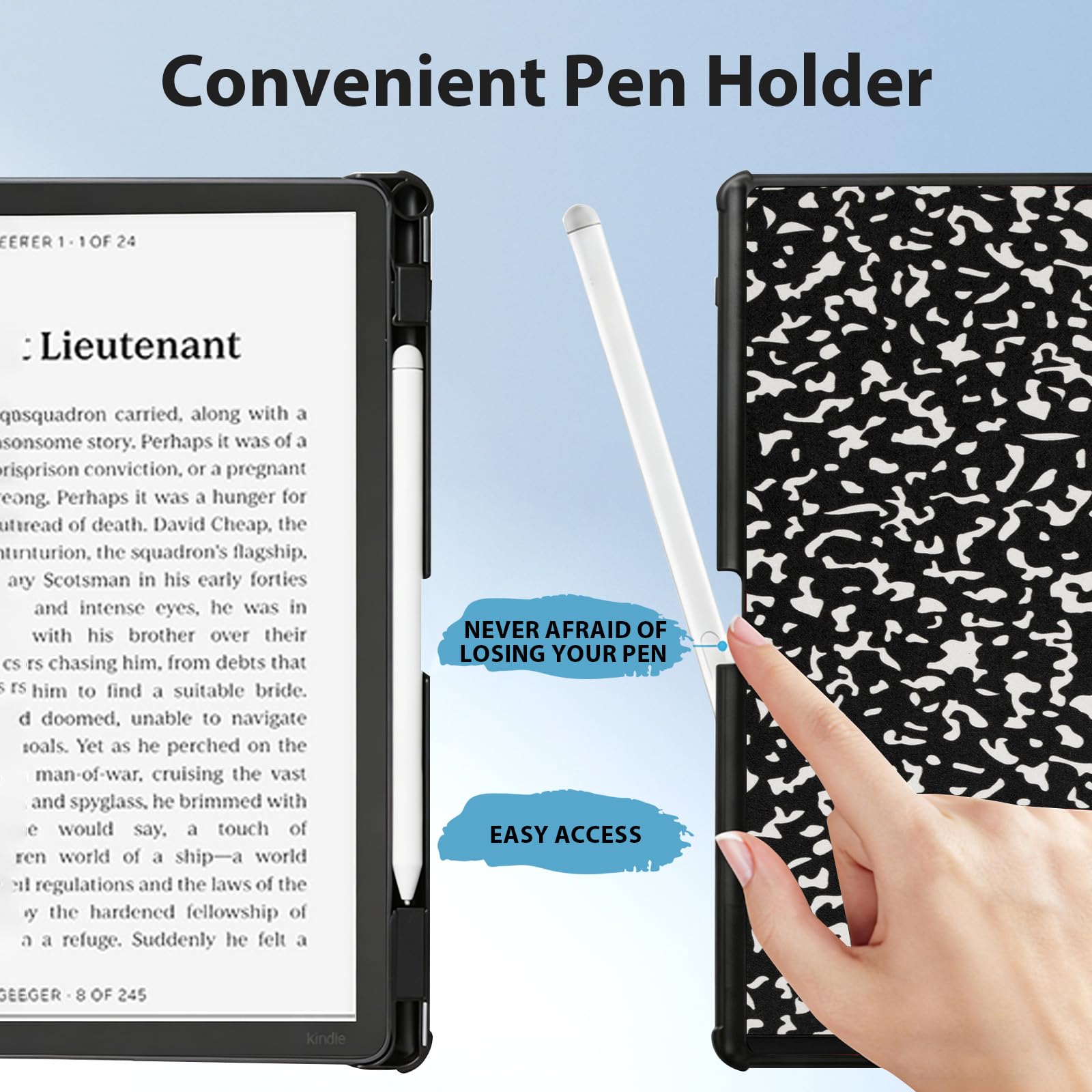 B-Book Schutzhülle für Kindle Scirbe, inklusive Displayschutzfolie, Premium-PU-Leder, Standfunktion, automatische Sleep/Wake-Funktion und Stifthalter, für Kindle Scribe (Version 2022/2024)