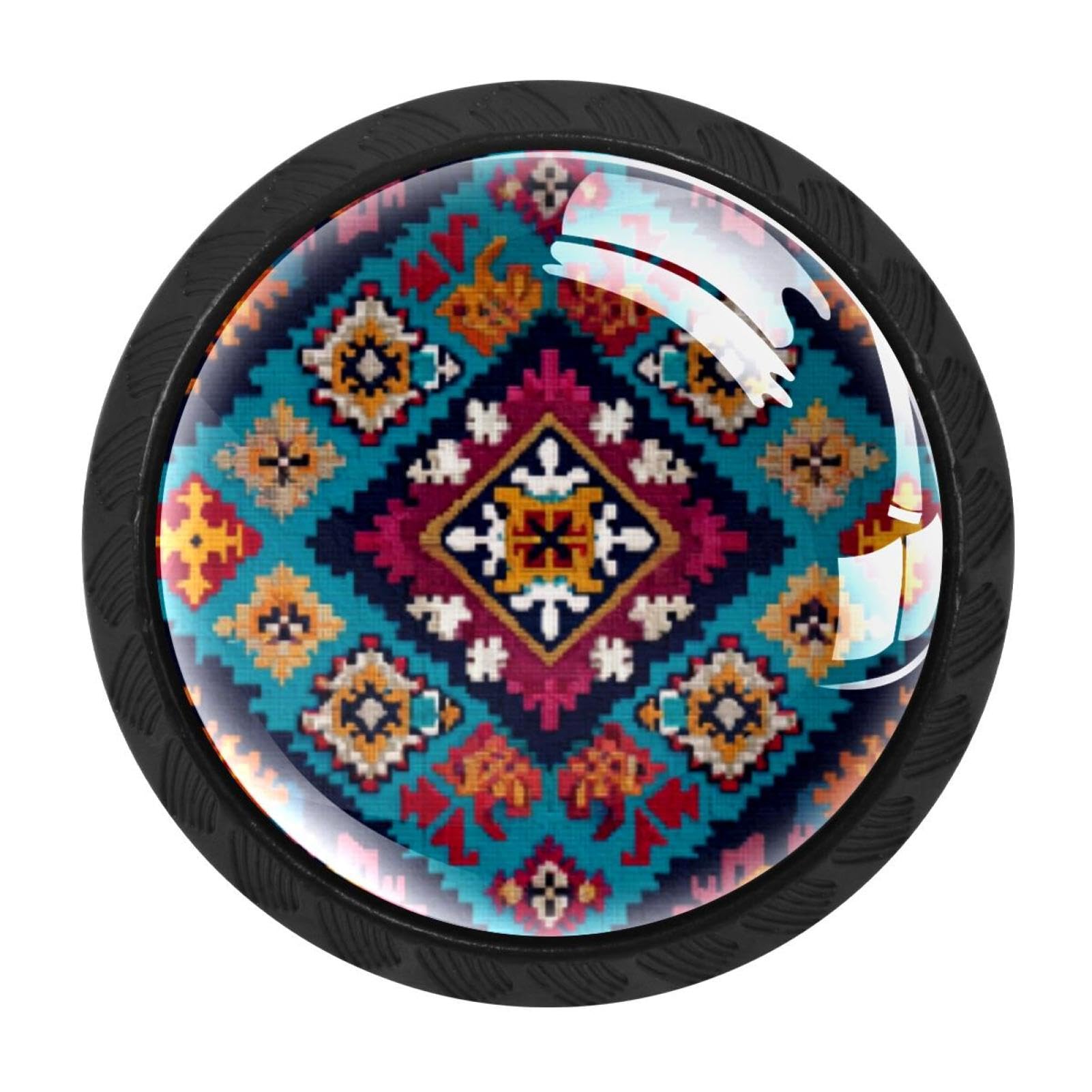 CHENZZZZ 4 Pack Ethnic Aztec Pattern (3) Drawer Knob Cabinet Hardware