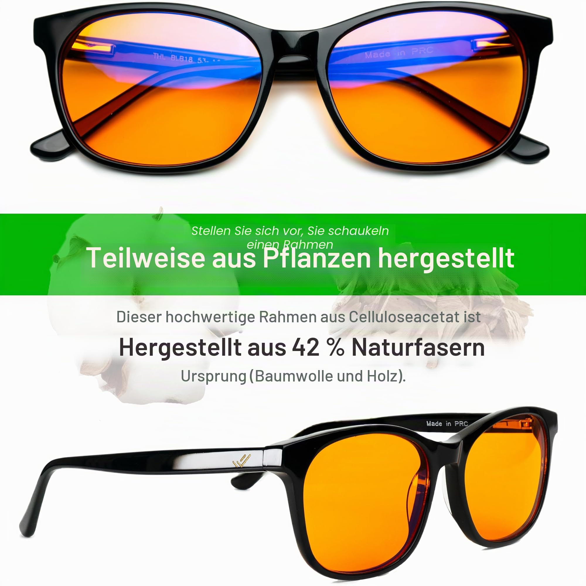 Orange Amber Blue Light Blocking Reading Glasses for Better Sleep - Men Women - Computer Glasses to Block Out Blue Light