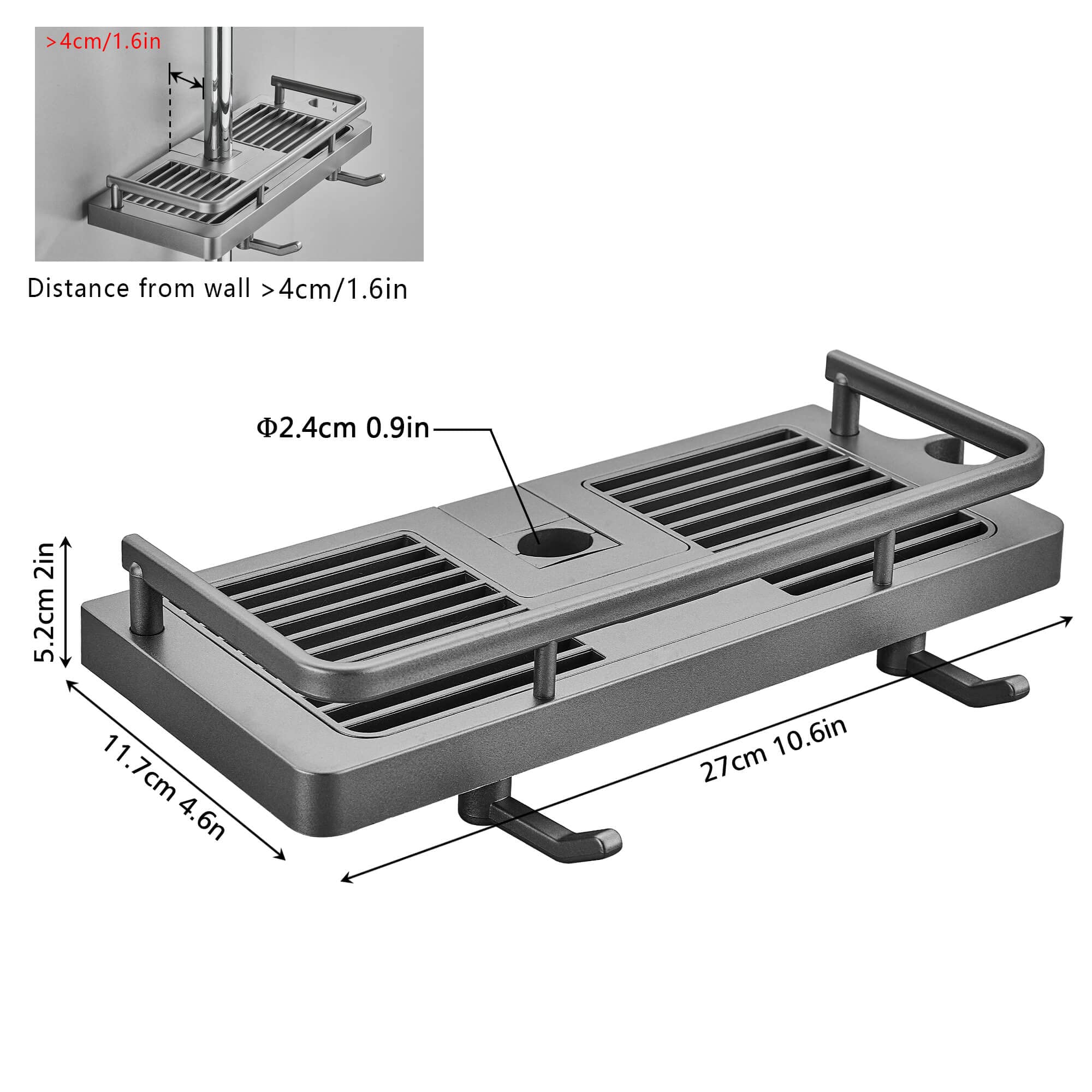 Hoomtaook Portasapone Doccia Senza Fori | Per Binario 22-25mm Grigio 2 Pezzi - Foto 6