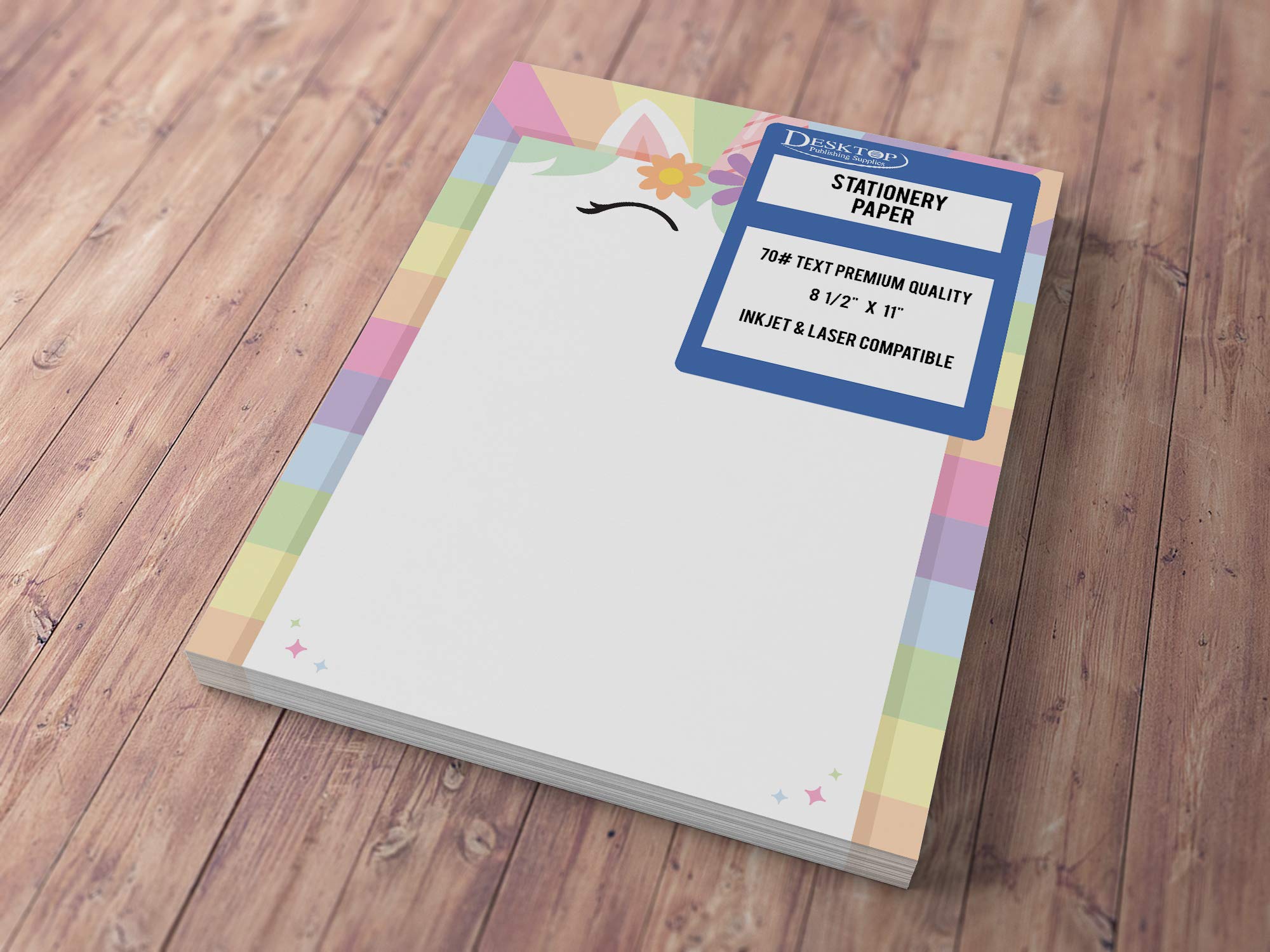 Papel de papelería con borde de unicornio – 80 hojas – ideal para invitaciones de cumpleaños, voladores y anuncios