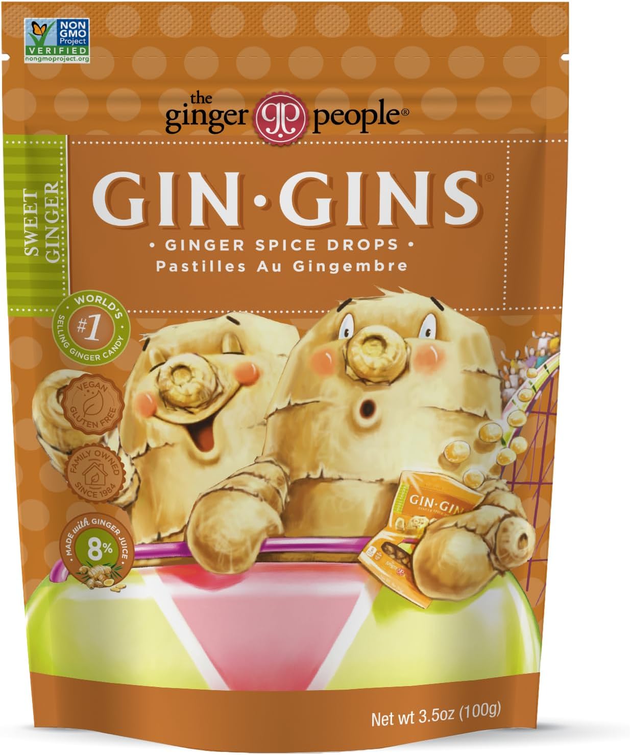 The Ginger People Gin Gins Ginger Spice Drops, 3.5 Ounce