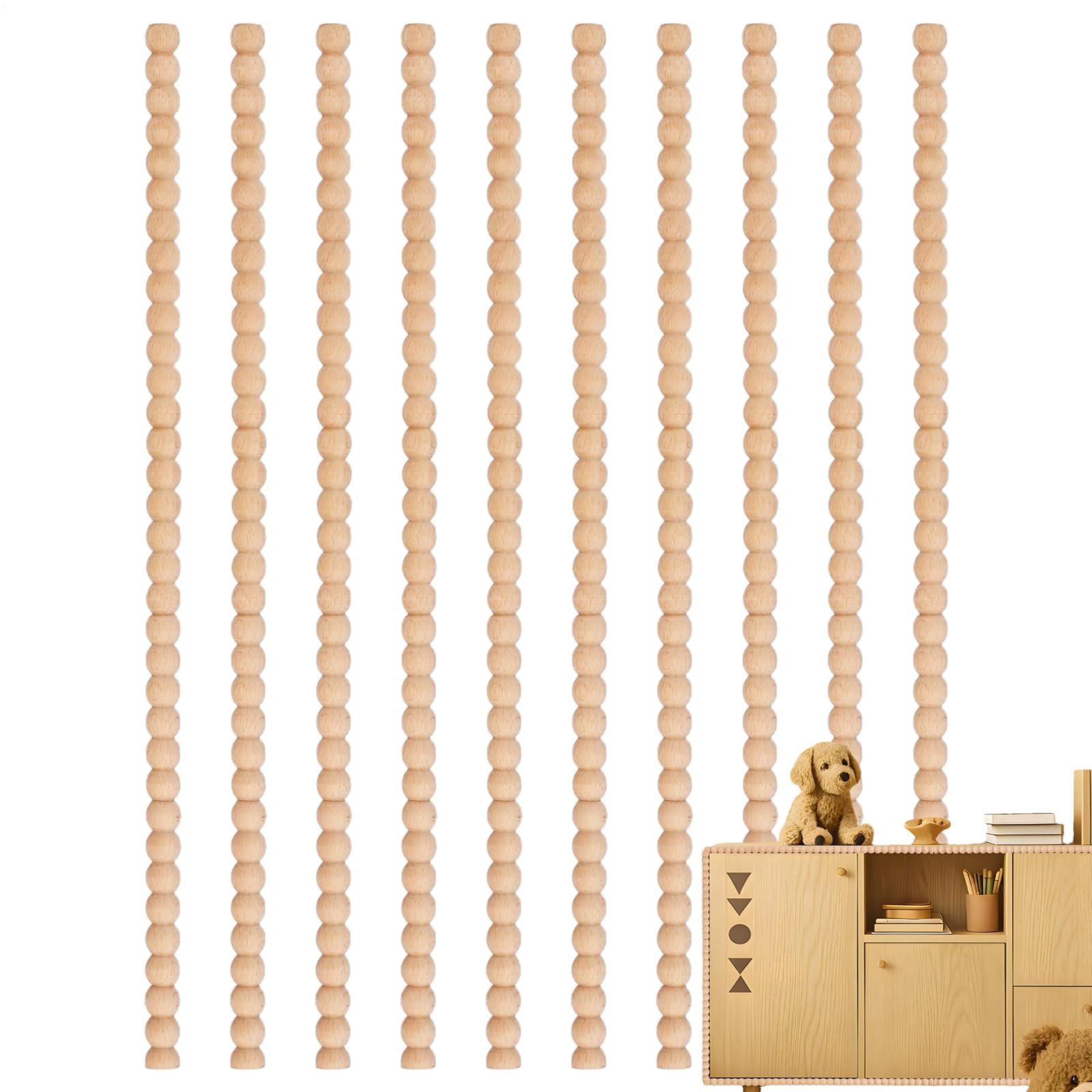 Moulures en bois brut demi-perles faciles à peindre pour rénover une armoire