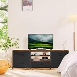 Meuble TV avec tiroirs, table console à 3 niveaux, meuble de télévision pour TV jusqu'à 65 pouces, centre de divertissement avec rangement et étagères ouvertes, meuble de divertissement TV pour le salon