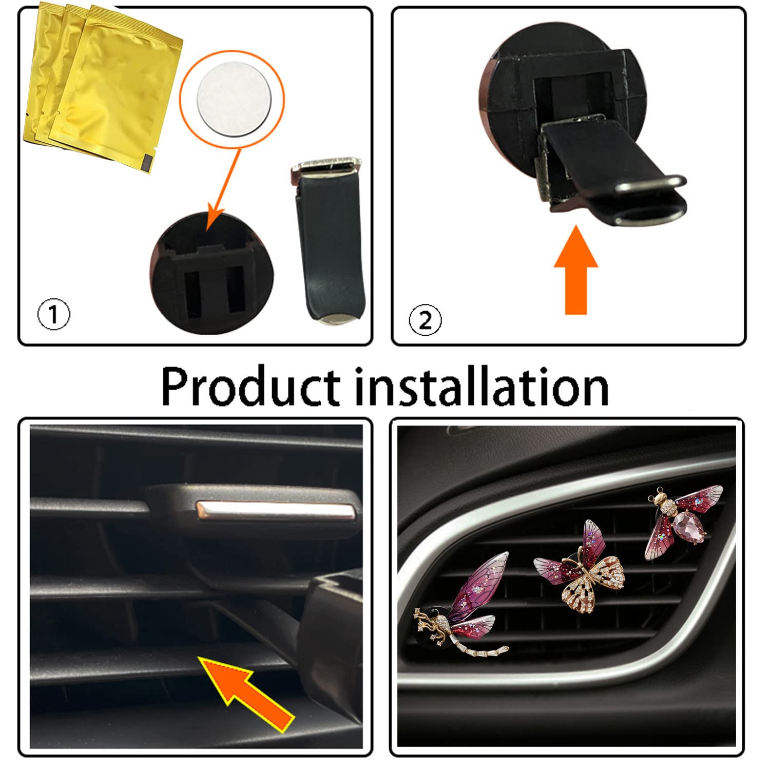 Auto-Lüftungsschlitz-Clip, 3 Stück, Biene, Schmetterling, Libelle, Auto-Lufterfrischer, Lüftungsclips, Auto-Aromatherapie, Diffusor, Lüftungsclip, Auto-Dekoration, Innendekoration, Autozubehör für