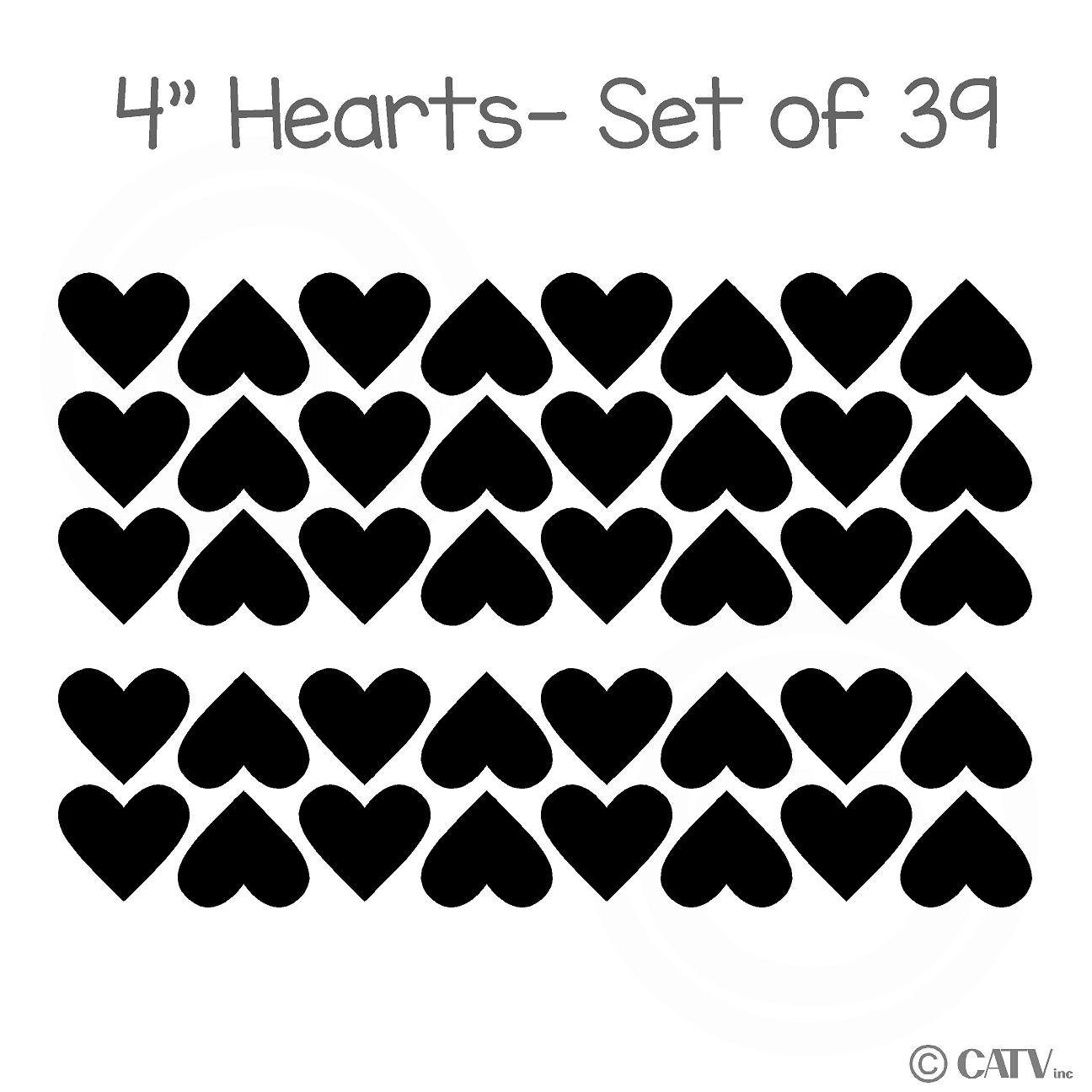 Juego de 39 adhesivos de vinilo para pared, diseño de corazones, color negro