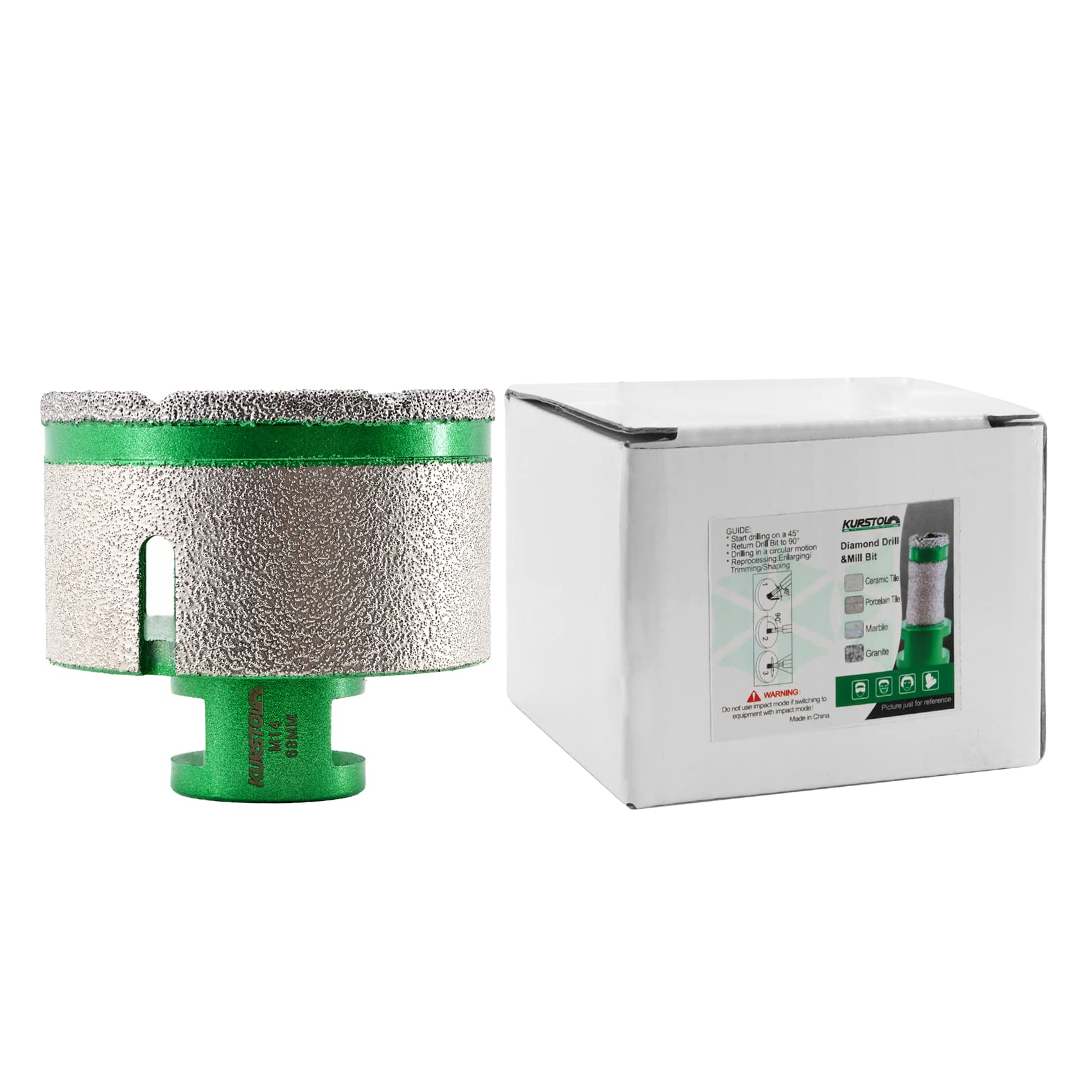 Diamentowa koronka wiertnicza – diamentowa frezarka palcowa 68 mm wiertło diamentowe wiertło diamentowe otwornice do porcelany, płytek, granitu, marmuru, wiercenia na sucho