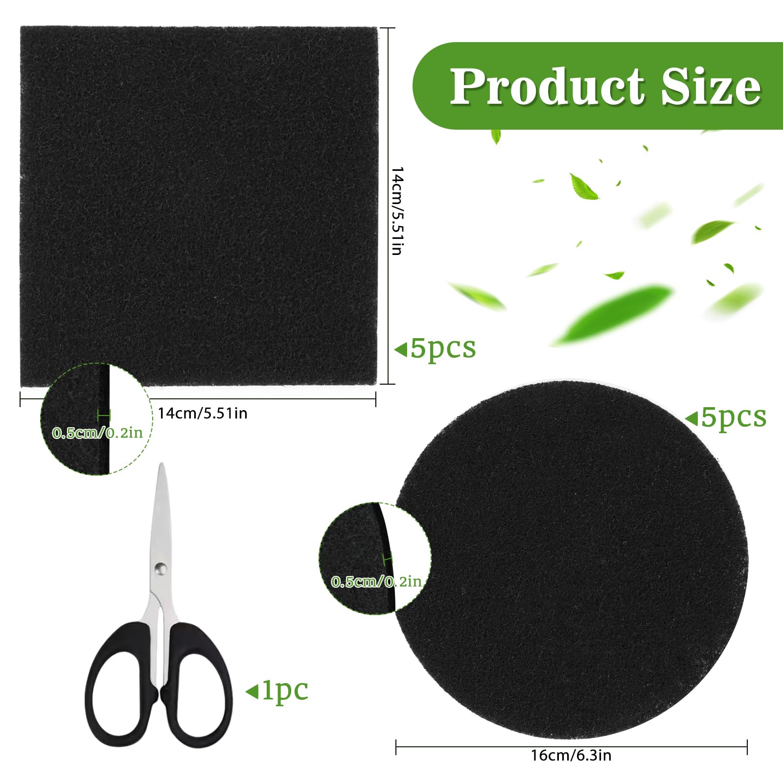 10 Pièces Filtre Charbon Actif, Filtres à Bacs à Compost Ronde et Carrée avec 1 Ciseaux, Filtres à Poubelle à Charbon, Filtres à Charbon Actif de Cuisine pour Composteur de Déchets de Cuisine