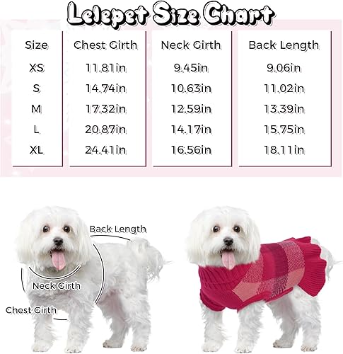 Miniatura 3 de Lelepet Vestido suéter para perro, suéter para perros pequeños para niñas, suéteres de cuello alto para perros pequeños, suéter de Navidad para