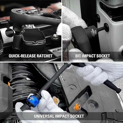 Miniatura 6 de STARWORK TRUE MECHANIC Juego de llaves de vaso de impacto de 153 piezas, profesional, SAE/métrico