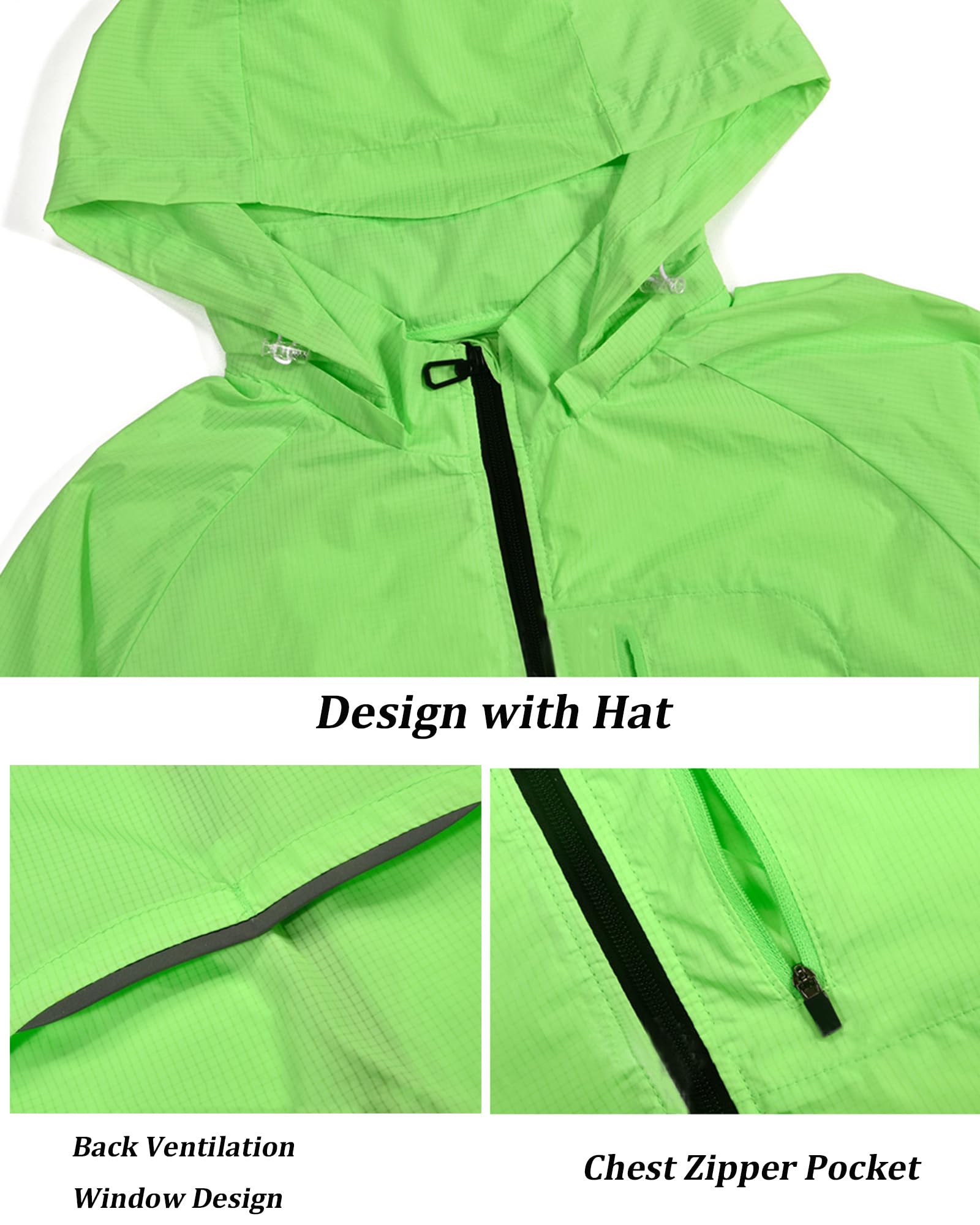 Giacca Ciclimo Uomo Impermeabile Antivento Leggero da Moto Trekking Running Catarifrangente per Ciclismo,Green-XXL