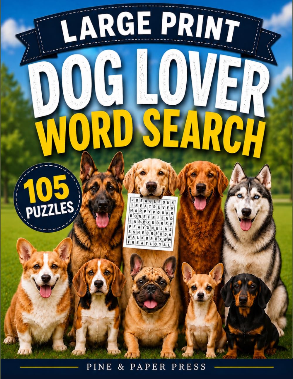 Dog Lover Large Print Word Search: 105 Fun Puzzles for Dog Lovers