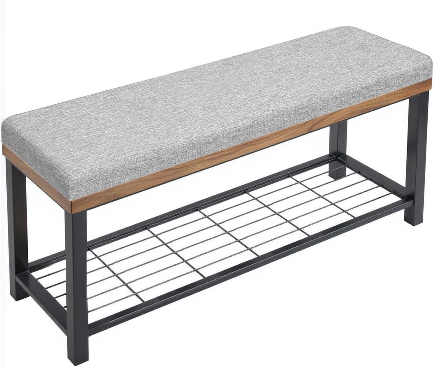 Coussin de banc déhoussable 100x40 cm : la solution anti-glisse en lin gris pour vos sièges