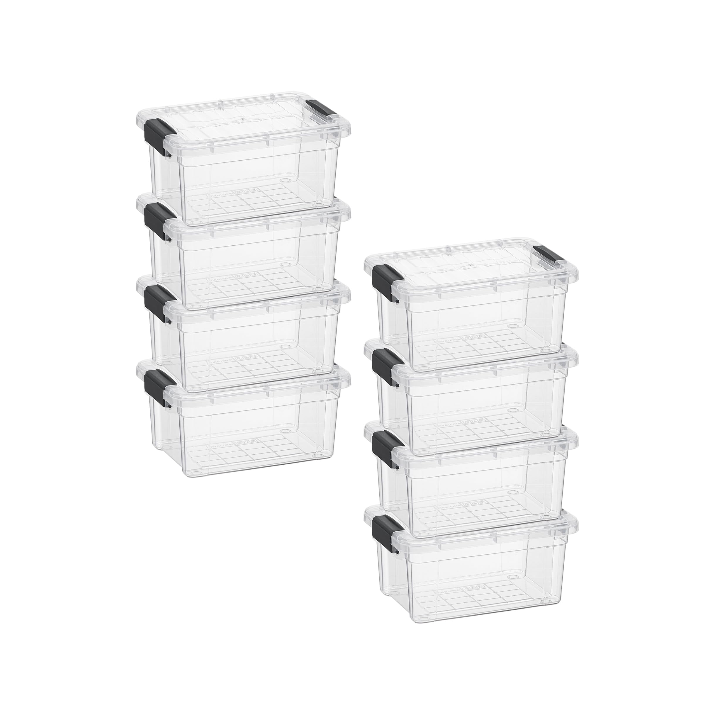 Superio 1.05 Quart Mini Clear Plastic Storage Container with Lid, Stackable Small Organizer Box for Crayons, Art Supplies, Beads, Sewing, Stationery &amp; Food Storage, 8 Pack