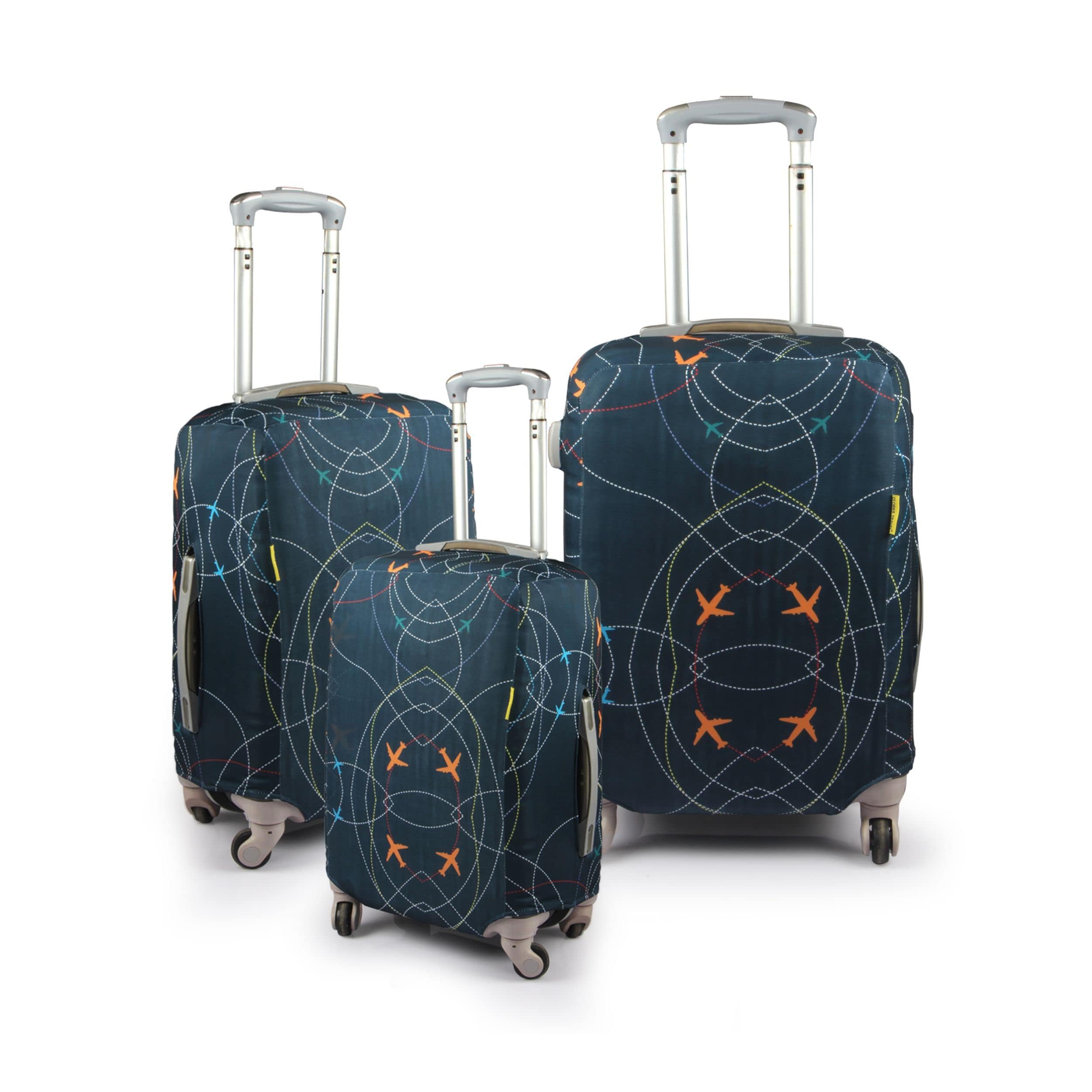 Planes Theme Digital Printed Spandex Stretchable Fabric Combo 3 Peace Luggage Protector Cover only (Small 22", Medium 26", Large 30") (Suitcase Bag Not Included in This Product)-image-37
