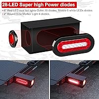 Vista 4 de Kit de 2 cajas de acero para luces de remolque con luces traseras LED ovaladas rojas/blancas de 6 pulgadas y luces laterales redondas rojas de 2
