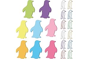 Gueevin Set of Self-Stick Note Pads, Paper Clips, and Cute Penguin Stickers...