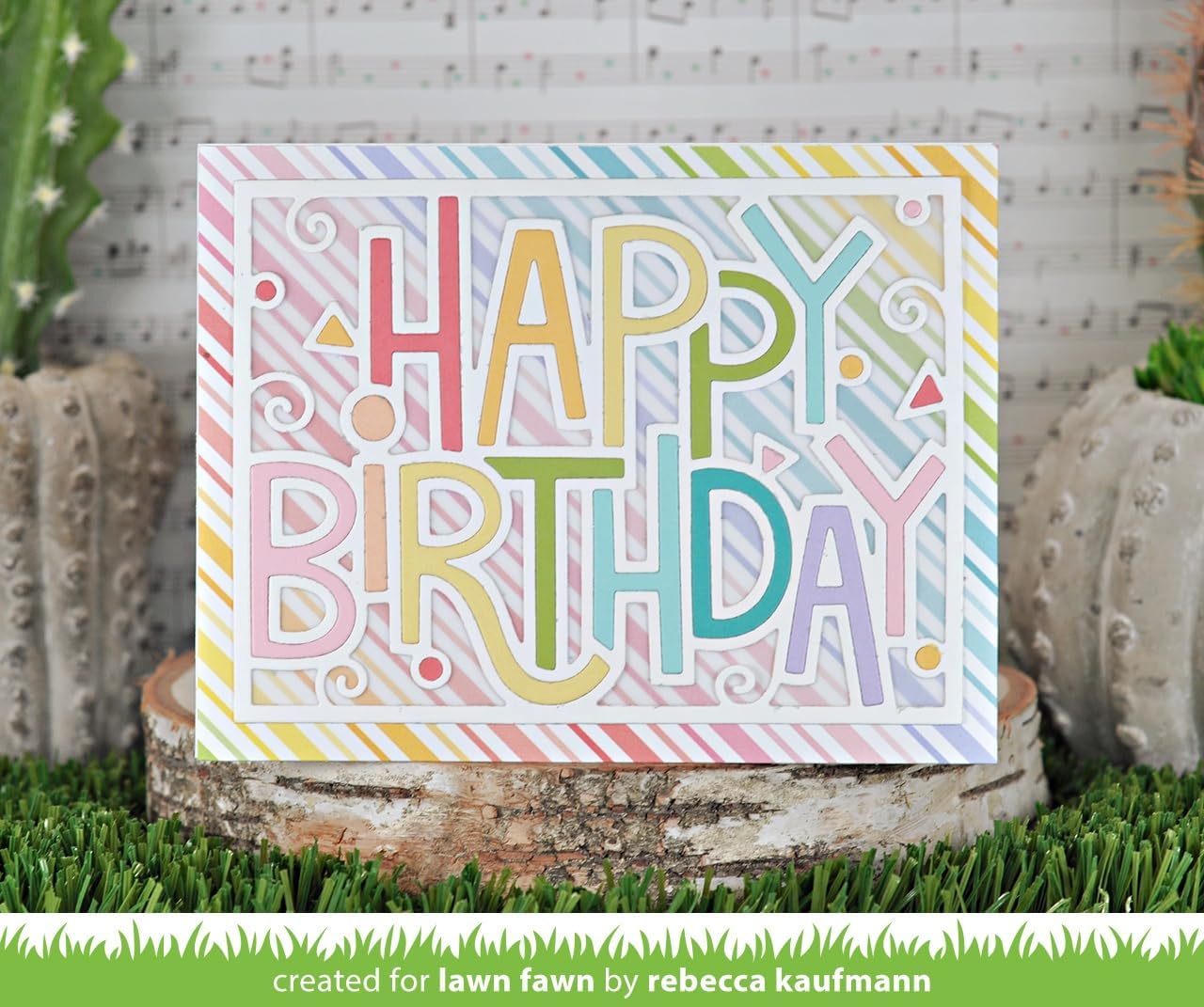 Lawn Cuts Custom Craft Die-Giant Outlined Happy Birthday: Landscap