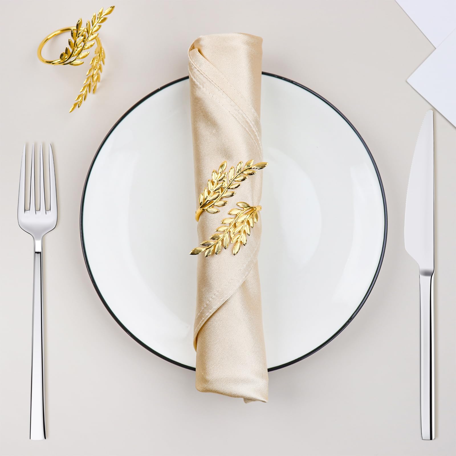 Set di 24 portatovaglioli in metallo color oro, per tavolo da pranzo e feste