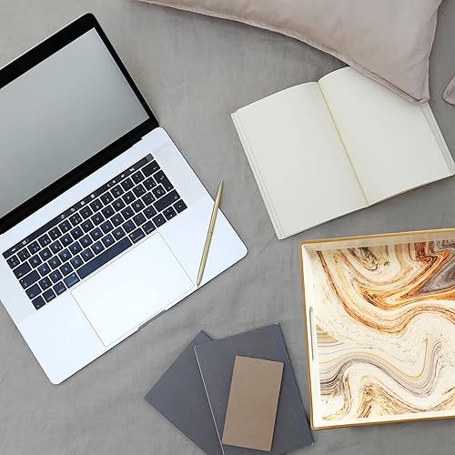 Miniatura 2 de Bandeja decorativa de mármol blanco con asas, bandeja rectangular de plástico Morden para mesa de café, baño, otomana, decoración del hogar, 15.7 x