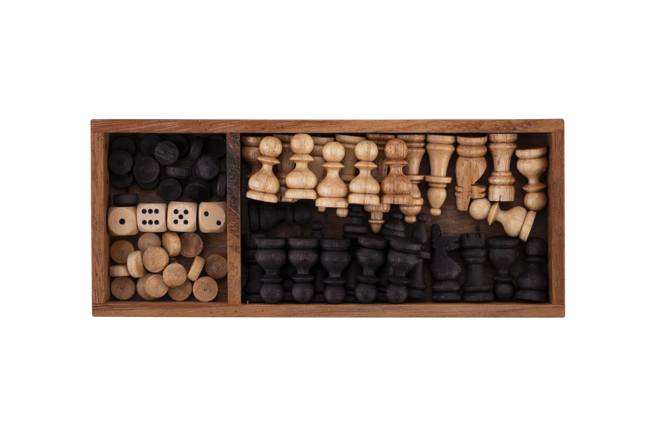 Echiquier en Bois Et Backgammon 2 en 1 - Coffret Pliable Acacia 26 Cm