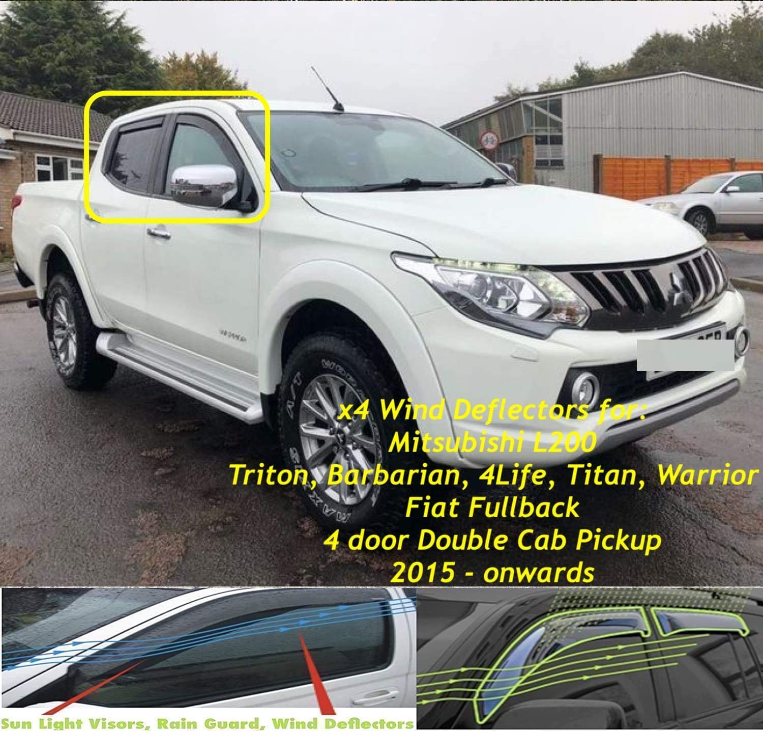Buy AC WOW 4x Wind Deflectors for Mitsubishi L200 for Fiat Fullback