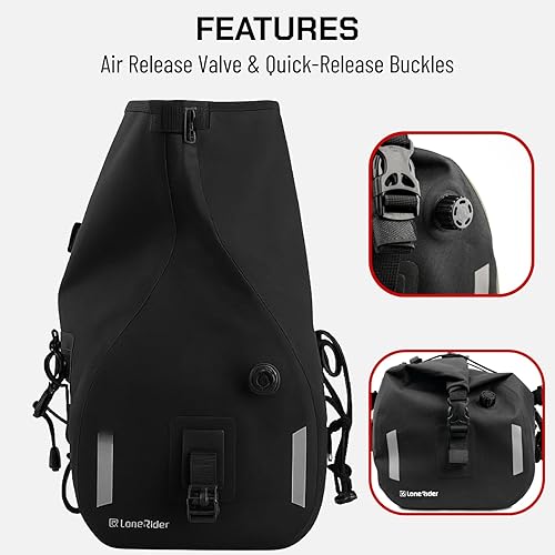 Miniatura 7 de Explorer Bolsa seca impermeable de 30 litros – Mochila trasera enrollable a prueba de polvo para motocicleta para camping, kayak, navegación – TPU