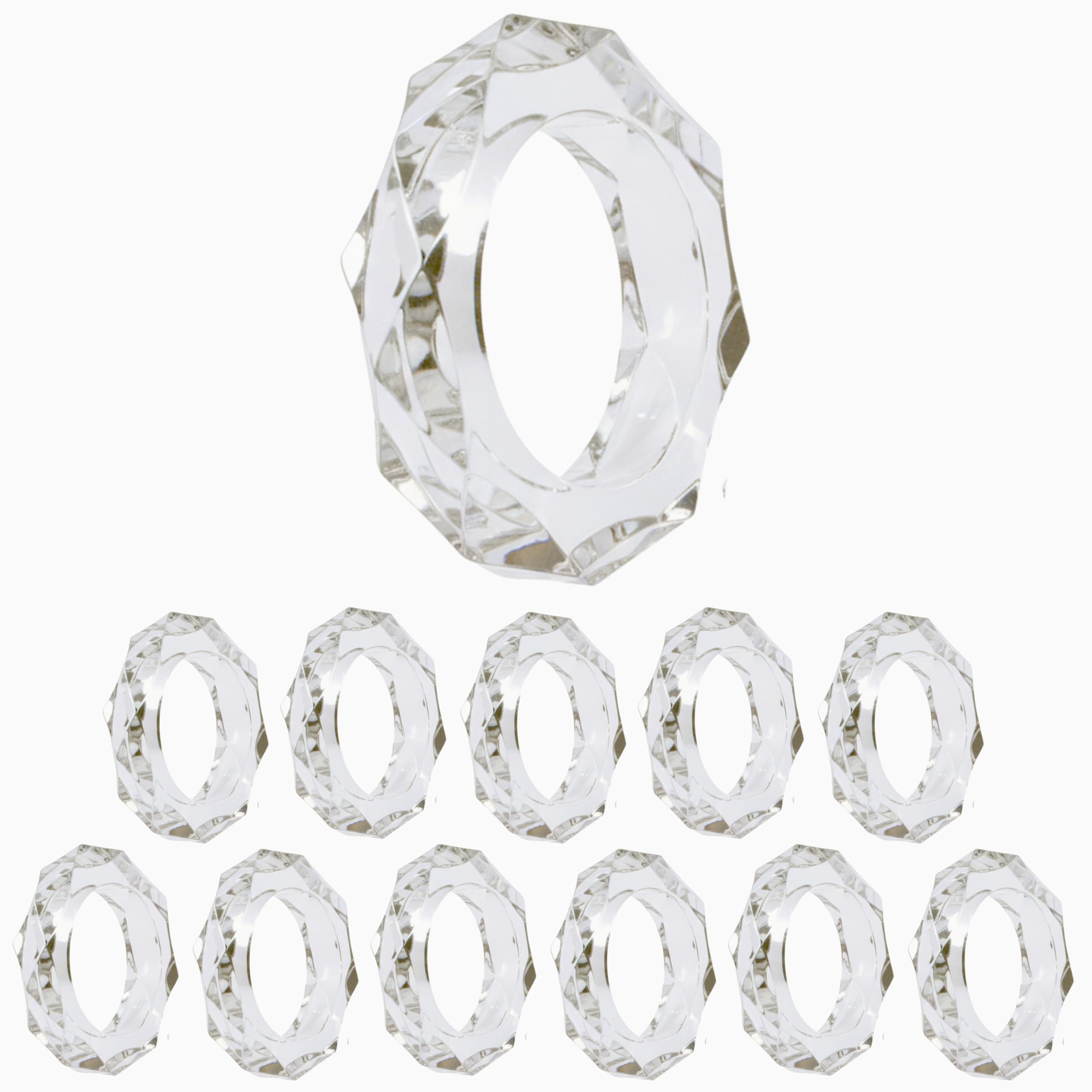 Lot de 12 ronds de serviette élégants en acrylique transparent pour mariage, fête, table à manger et décoration de vacances ALPHA Living HOME