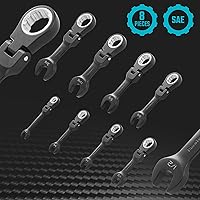 Vista 2 de DURATECH Stubby - Juego de llaves combinadas de trinquete de cabeza flexible, SAE, 8 piezas, 5/16" a 3/4", acero CR-V, revestimiento electroforético