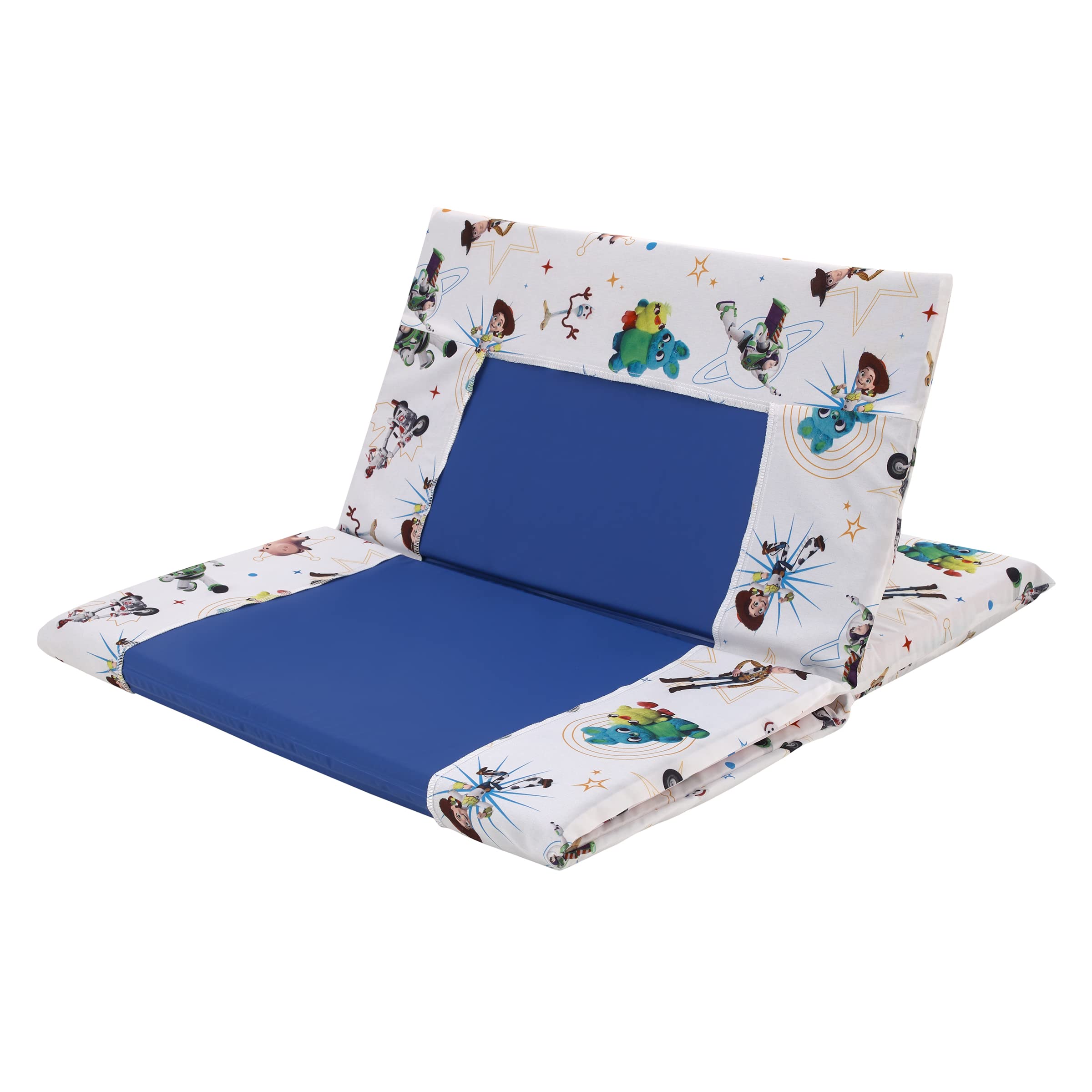 NoJo Disney Toy Story It's Play Time Tapis de sieste bleu, vert et blanc boisé, Buzz et The Toys