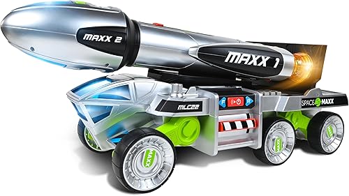 Sunny Days Entertainment Maxx Action 3-N-1 Blast Off Booster Rocket - Luces, sonidos y accionamiento motorizado | Incluye vehículo de transporte,