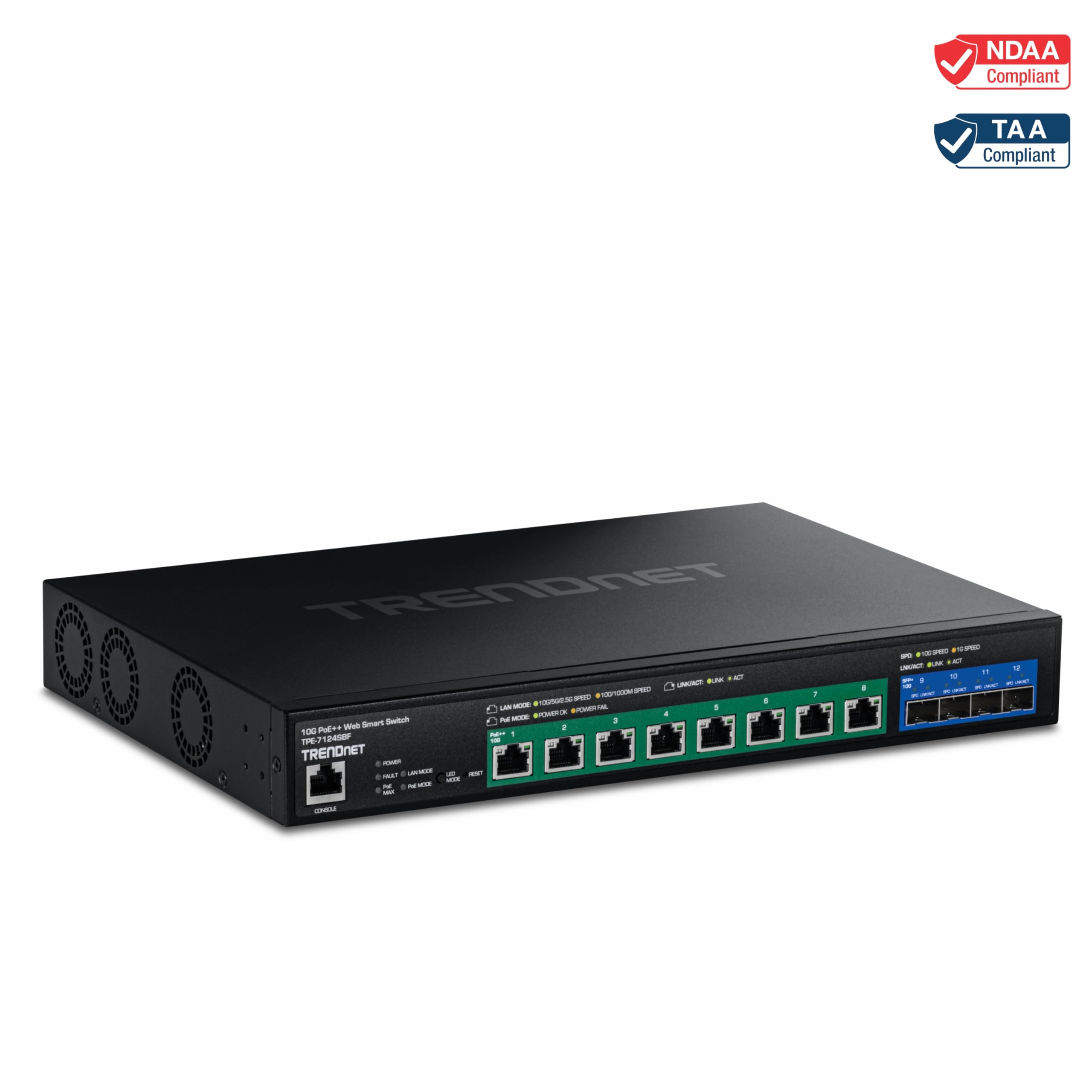12-port Managed Switch With SFP+ Ports TRENDnet 12-Port 10G PoE++ ...
