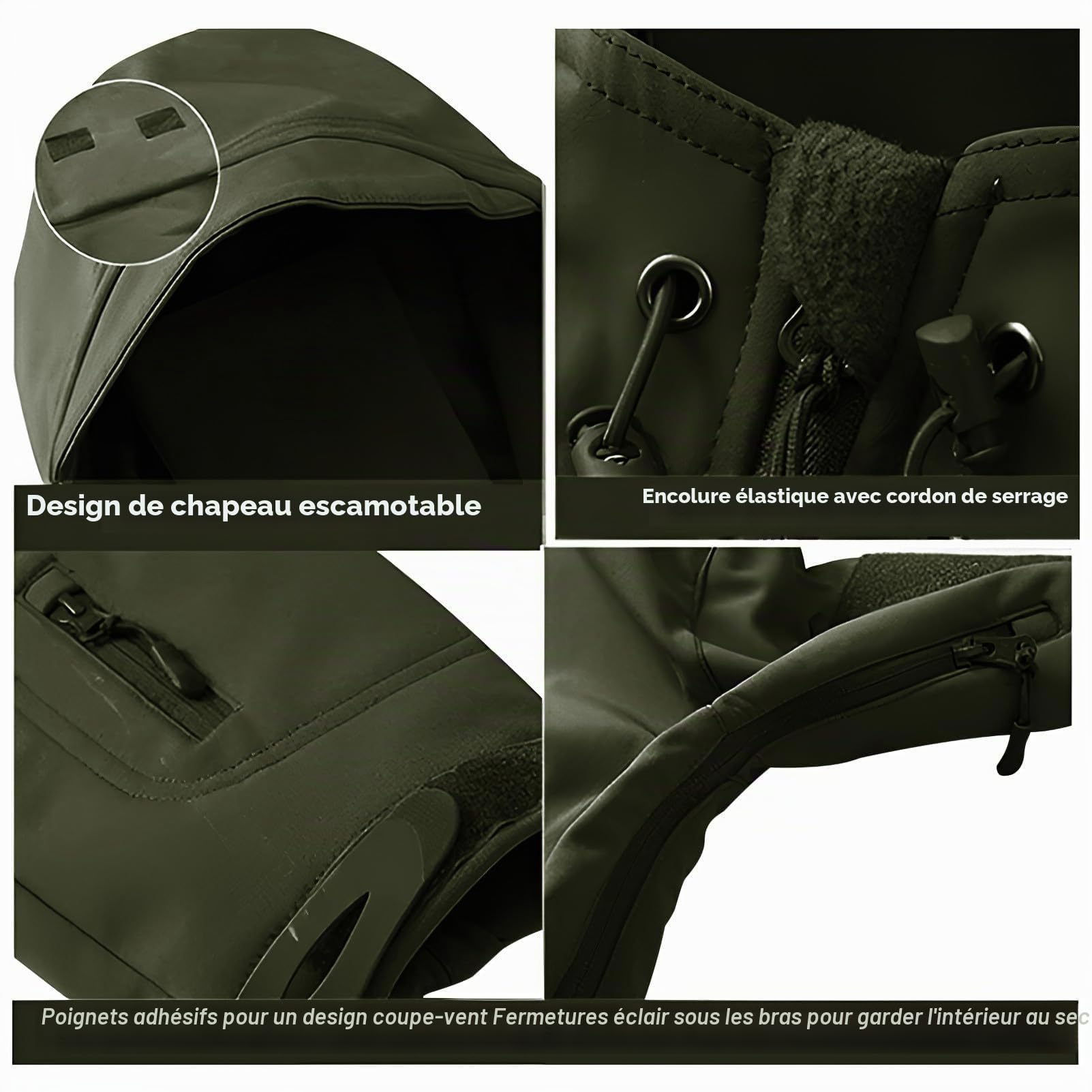 Hommes Softshell Veste Tactique à Capuchon & Pantalons Costumes pour Extérieur Pêche Randonnée Camping