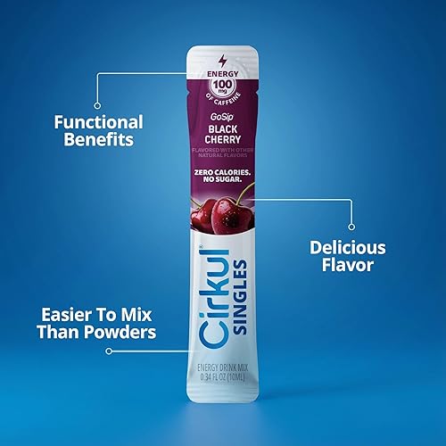 Miniatura 4 de GoSip Cirkul Singles - Paquete de 24 variedades de agua con sabor a cafeína, sin azúcar, mezcla de bebida sin calorías