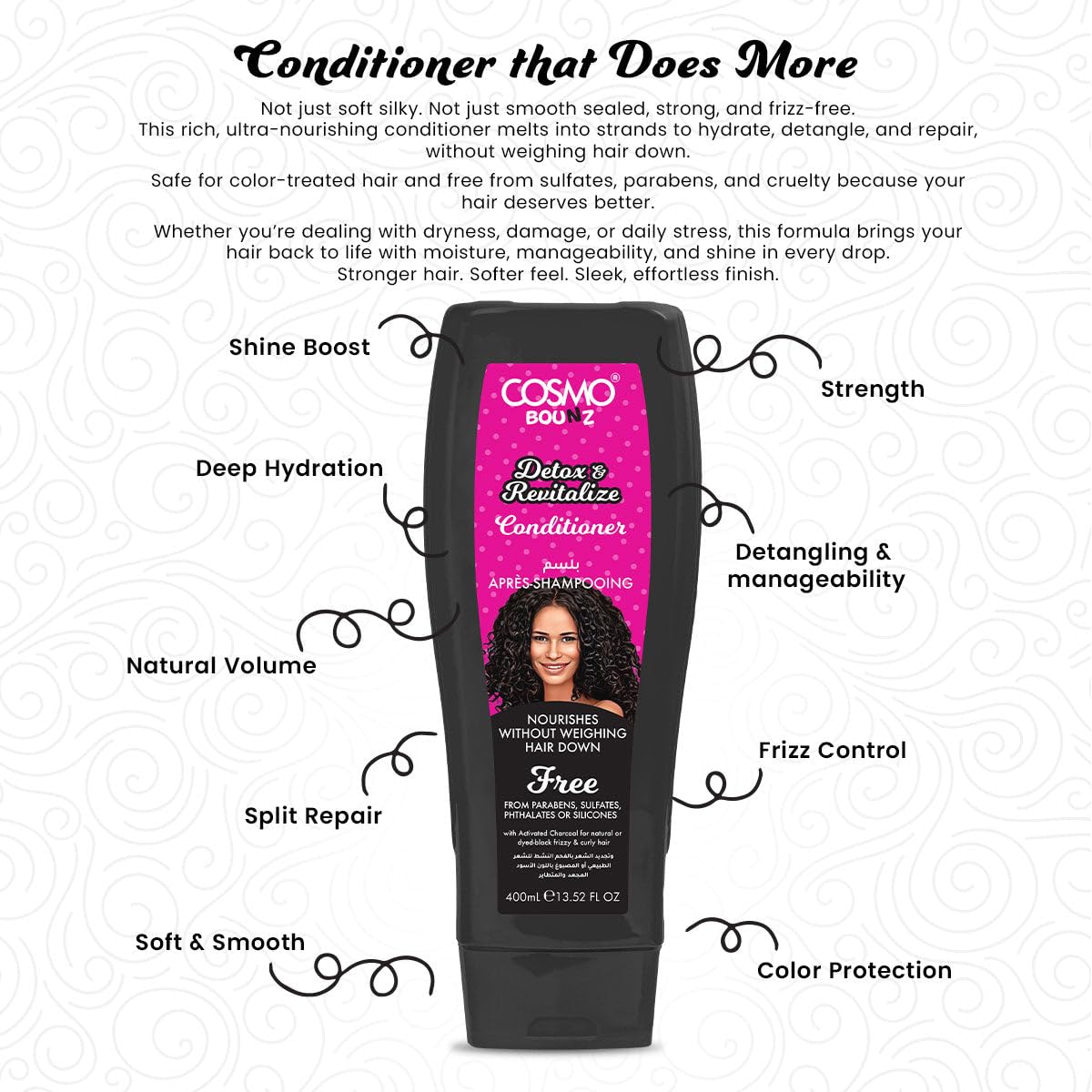 Amazon.com : Cosmo Bounz Detox & Revitalize Hair Conditioner 400ml