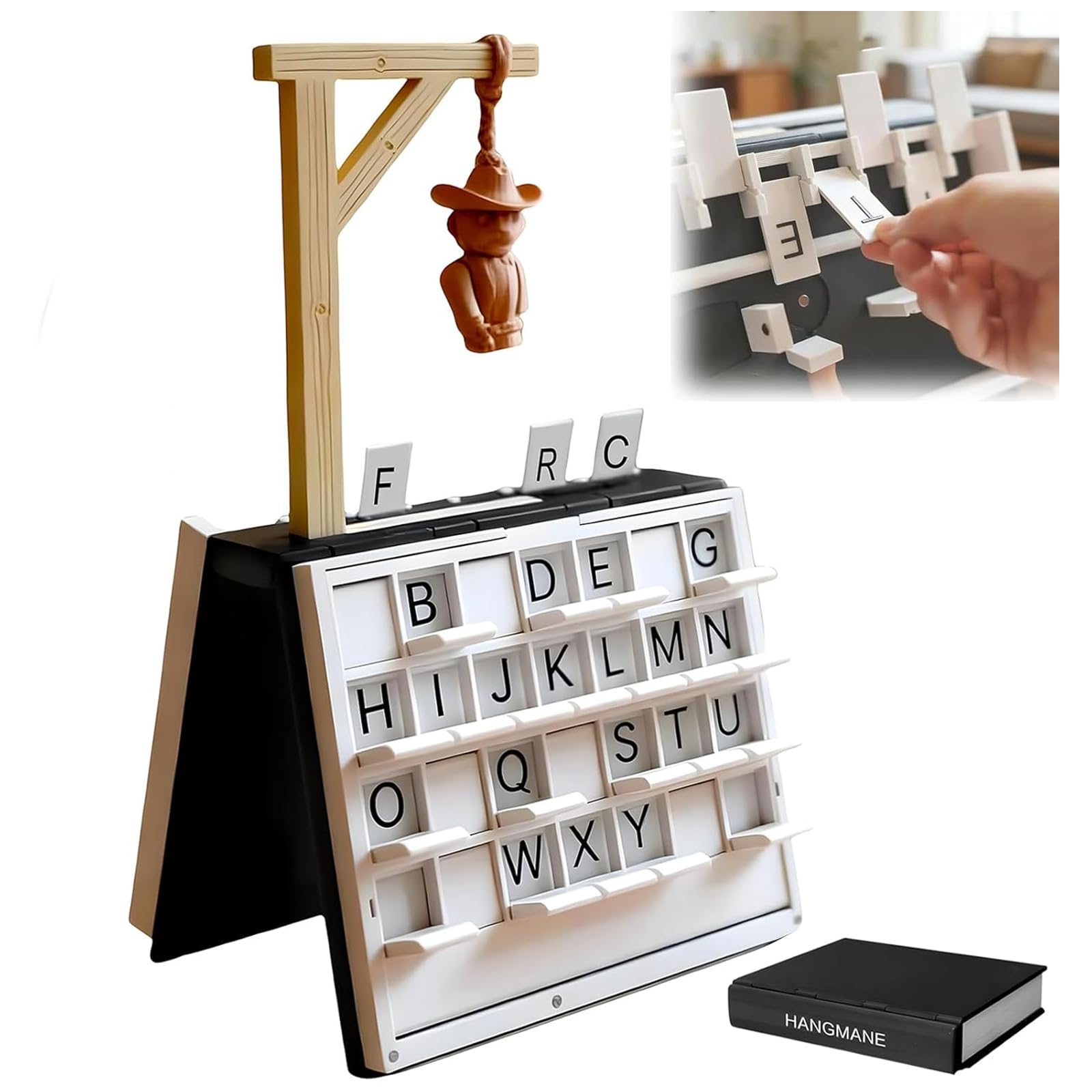 KxrTpx Hangman Game Book, Portable Board Games for Adults and Families, Vocabulary Spelling Challenge, Compact Travel Entertainment 15x13x3.2 cm