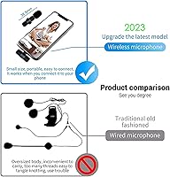 Vista 6 de Mini micrófono inalámbrico, micrófono para iPhone iPad, micrófonos inalámbricos, micrófono de solapa inalámbrico, micrófono profesional