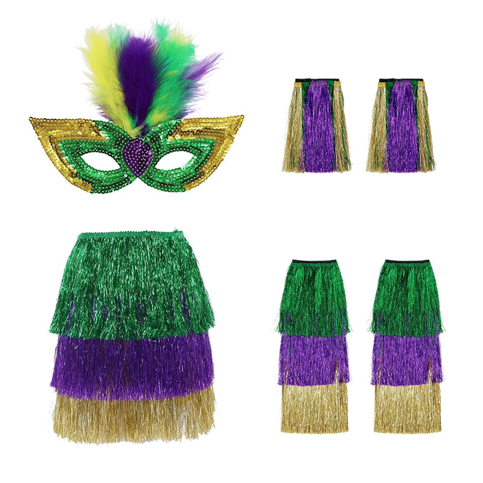 Faschingskostüme Damen Elegantes Maskenball Kleid Mit Fließenden Fransen Und Dekorativer Maske Für Party Damen Fasching Kostüm Karneval Bunt
