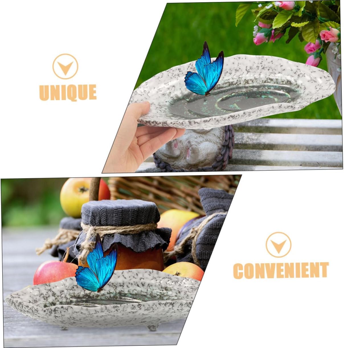 VANZACK Outdoor Butterfly Feeder Water Dish Ceramic Bee Feeder for Garden Decor