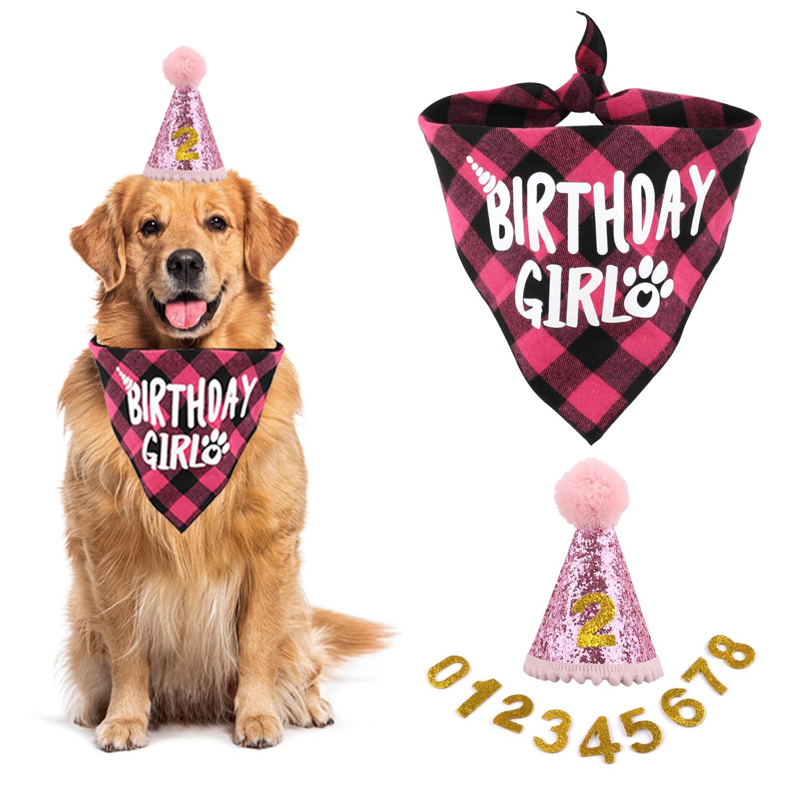 Hundegeburtstagsparty-Set – Mit Bandana, Hut & Fliege, Für Kleine Bis Große Hunde, Verstellbar